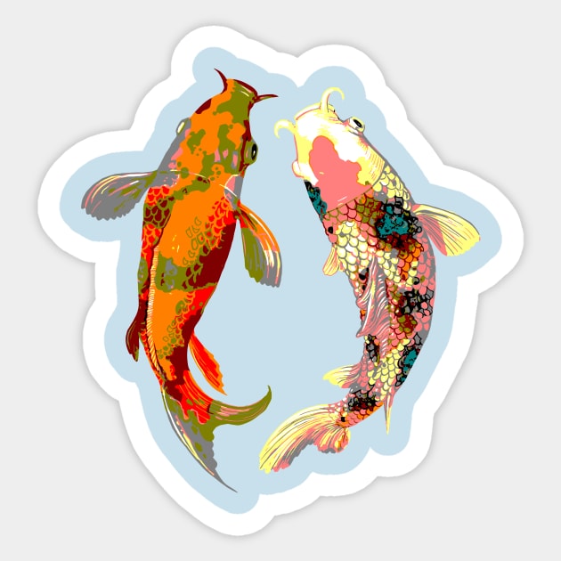 Koi fish Carp Pond Japanese Aquarelle fish lovers Sticker by peter2art